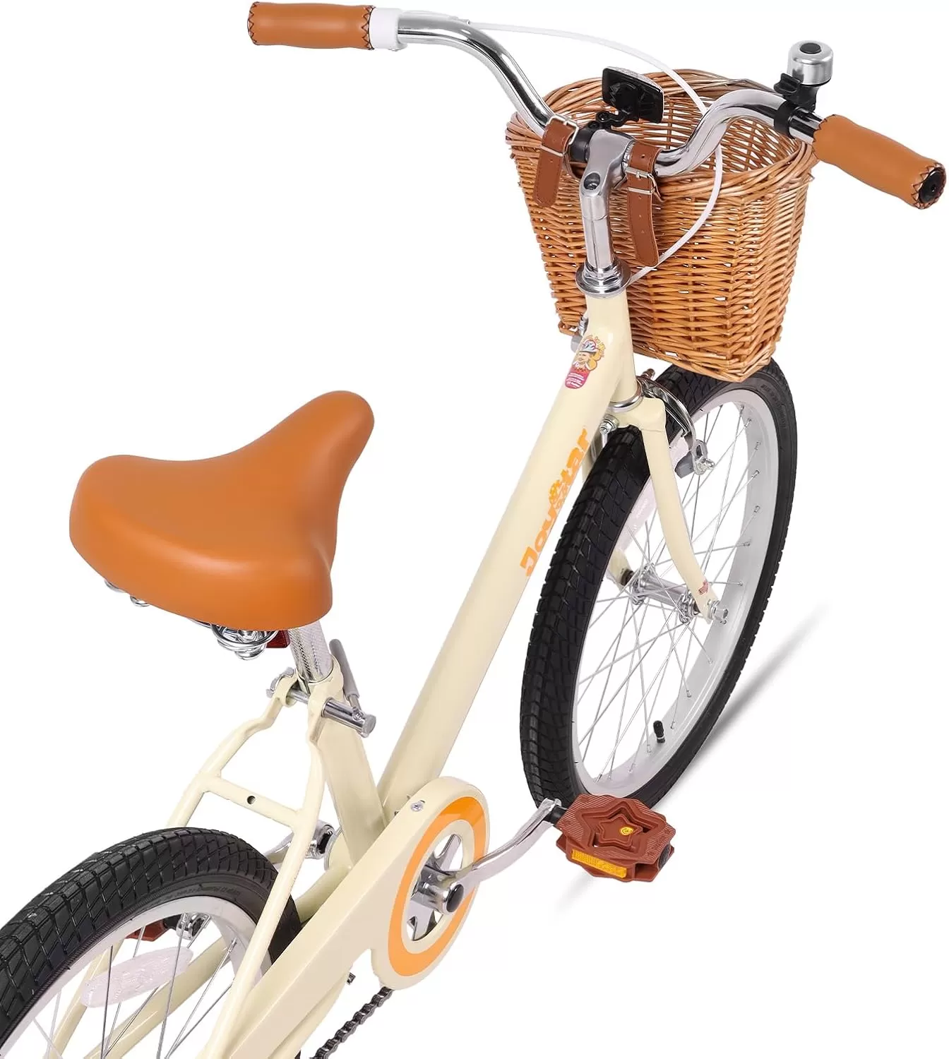 imageJOYSTAR Vintage Kids Bike with Training Wheels ampamp Basket 12 14 16 20 24 Inch Girls Bike for 214 Years Old Multiple ColorsBeige