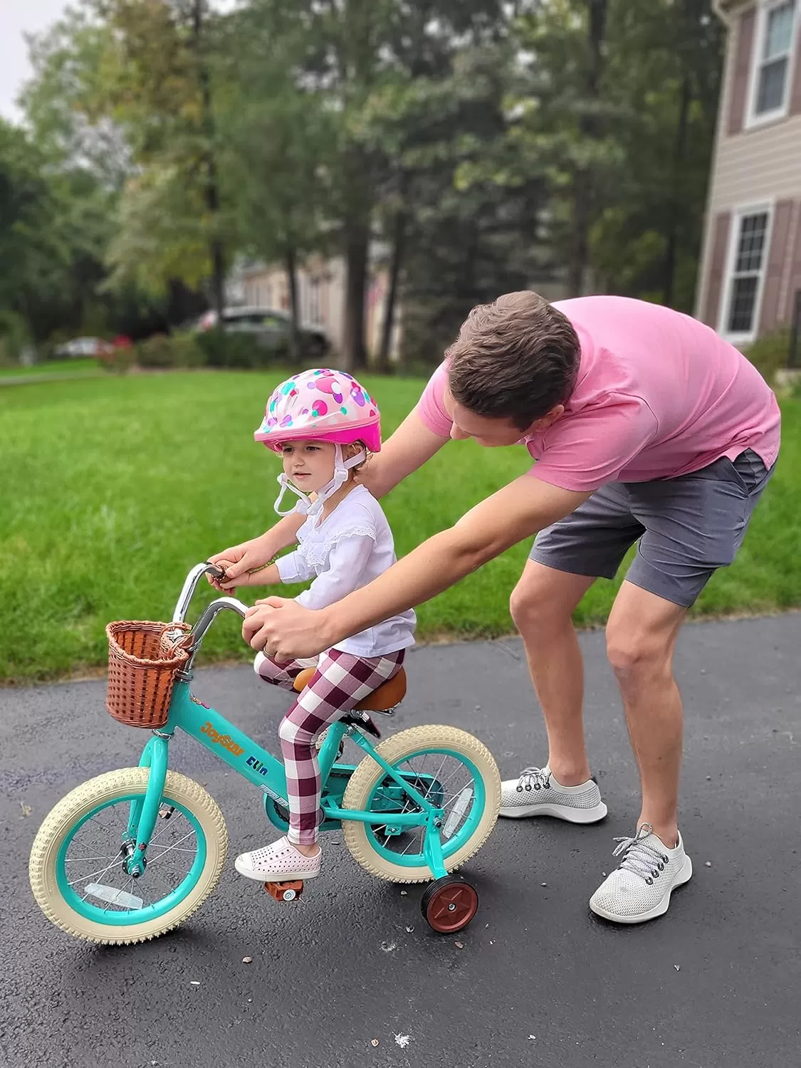 imageJOYSTAR Vintage Kids Bike with Training Wheels ampamp Basket 12 14 16 20 24 Inch Girls Bike for 214 Years Old Multiple ColorsGreen