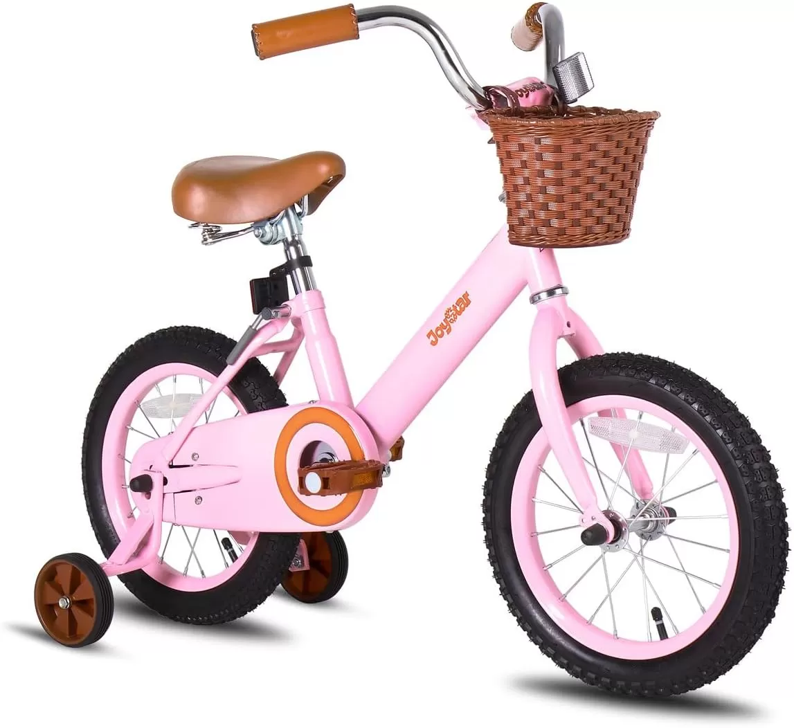 imageJOYSTAR Vintage Kids Bike with Training Wheels ampamp Basket 12 14 16 20 24 Inch Girls Bike for 214 Years Old Multiple ColorsPink