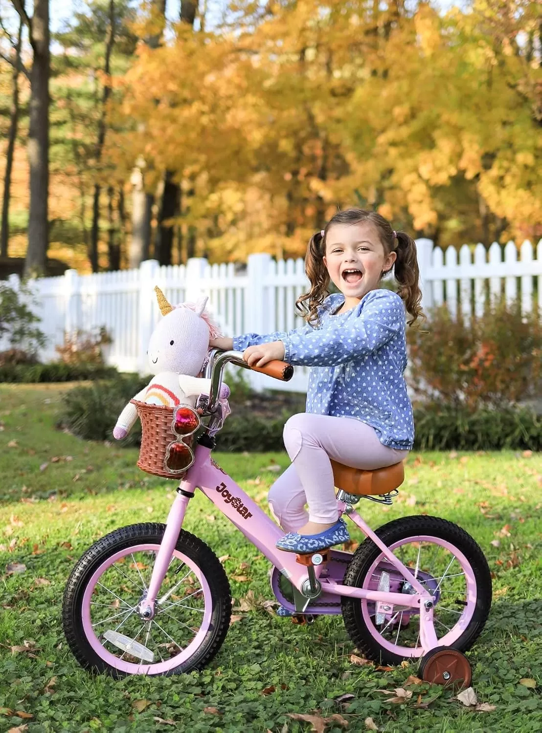 imageJOYSTAR Vintage Kids Bike with Training Wheels ampamp Basket 12 14 16 20 24 Inch Girls Bike for 214 Years Old Multiple ColorsPink