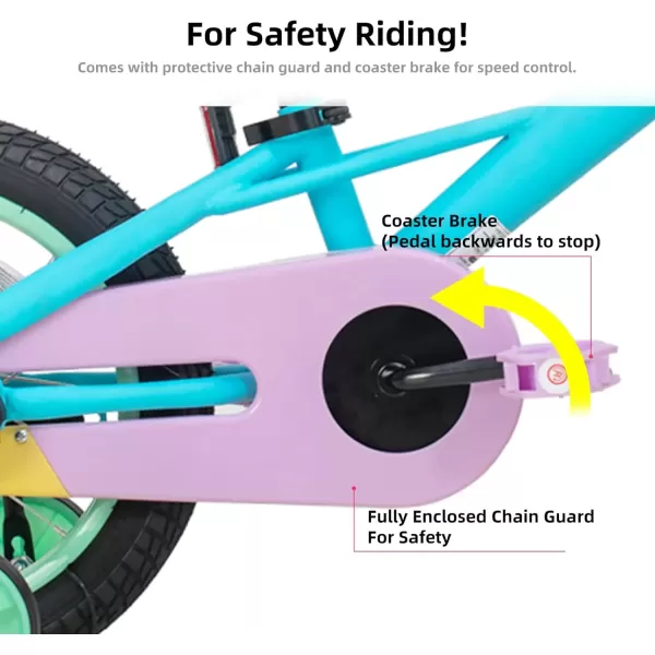 imageJOYSTAR 12 14 16 Inch Kids Bike for 27 Years Girls 3353 Inch Tall Toddler Girls Bike with Training Wheels ampamp Coaster Brake Rainbow Bike Children Bicycles MacaronsMacarons