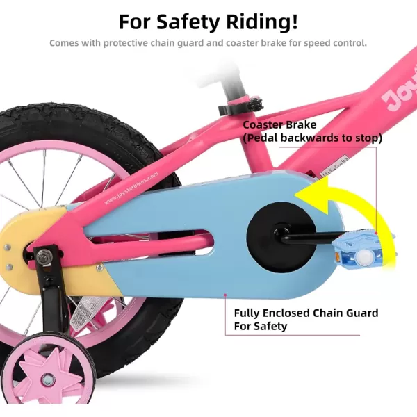 imageJOYSTAR 12 14 16 Inch Kids Bike for 27 Years Girls 3353 Inch Tall Toddler Girls Bike with Training Wheels ampamp Coaster Brake Rainbow Bike Children Bicycles MacaronsFuchsia