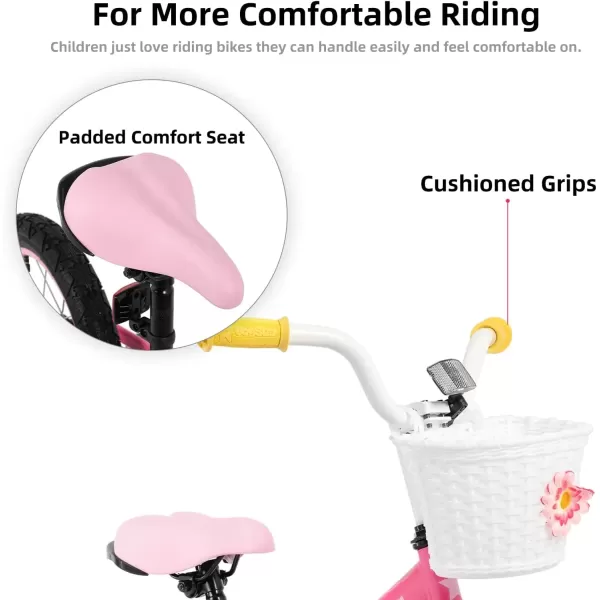 imageJOYSTAR 12 14 16 Inch Kids Bike for 27 Years Girls 3353 Inch Tall Toddler Girls Bike with Training Wheels ampamp Coaster Brake Rainbow Bike Children Bicycles MacaronsFuchsia