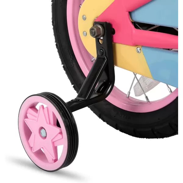 imageJOYSTAR 12 14 16 Inch Kids Bike for 27 Years Girls 3353 Inch Tall Toddler Girls Bike with Training Wheels ampamp Coaster Brake Rainbow Bike Children Bicycles MacaronsFuchsia