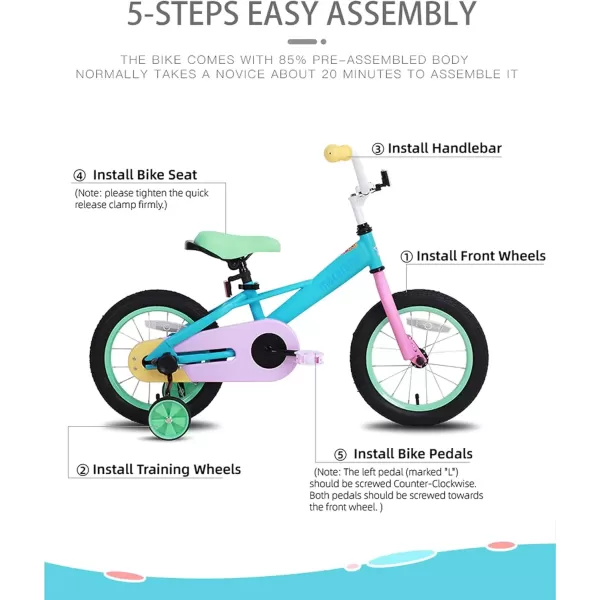 imageJOYSTAR 12 14 16 Inch Kids Bike for 27 Years Girls 3353 Inch Tall Toddler Girls Bike with Training Wheels ampamp Coaster Brake Rainbow Bike Children Bicycles MacaronsMacarons