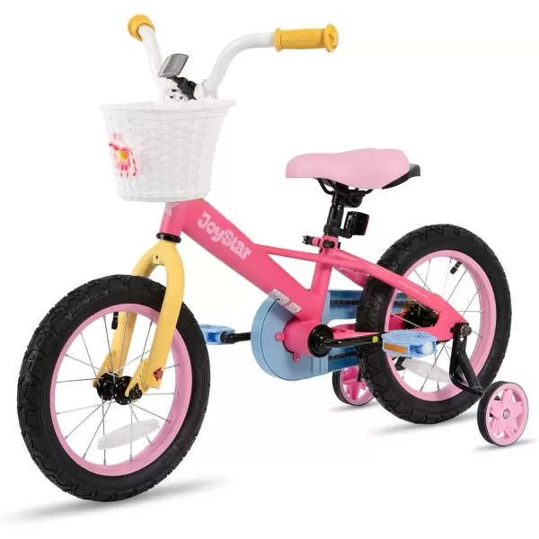 imageJOYSTAR 12 14 16 Inch Kids Bike for 27 Years Girls 3353 Inch Tall Toddler Girls Bike with Training Wheels ampamp Coaster Brake Rainbow Bike Children Bicycles MacaronsFuchsia