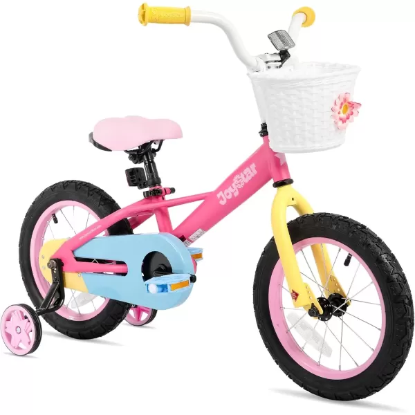 imageJOYSTAR 12 14 16 Inch Kids Bike for 27 Years Girls 3353 Inch Tall Toddler Girls Bike with Training Wheels ampamp Coaster Brake Rainbow Bike Children Bicycles MacaronsFuchsia