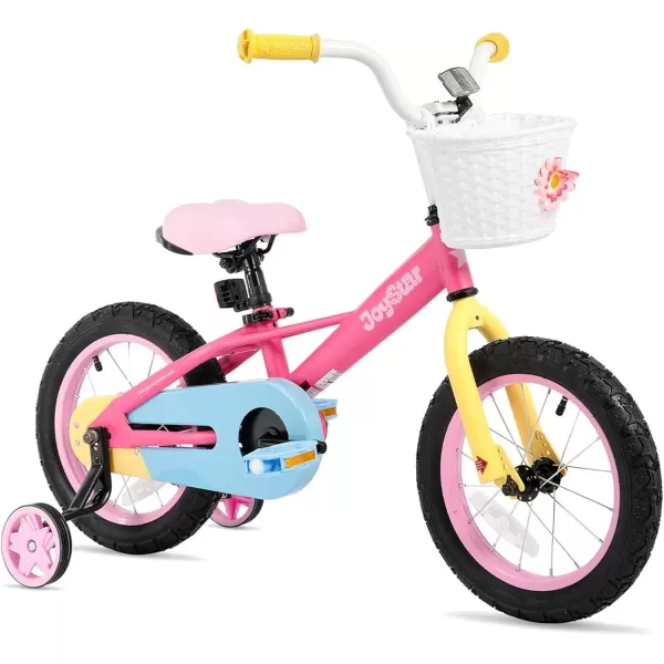 imageJOYSTAR 12 14 16 Inch Kids Bike for 27 Years Girls 3353 Inch Tall Toddler Girls Bike with Training Wheels ampamp Coaster Brake Rainbow Bike Children Bicycles MacaronsFuchsia