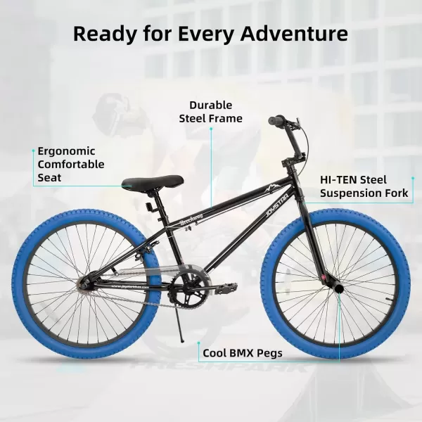 imageJOYSTAR Brockway Freestyle Kids BMX Bikes 20quot 24quot Kids Bicycles for 614 Years Old Boys Girls and BeginnerLevel Riders 2 Pegs Multiple ColorsBlue