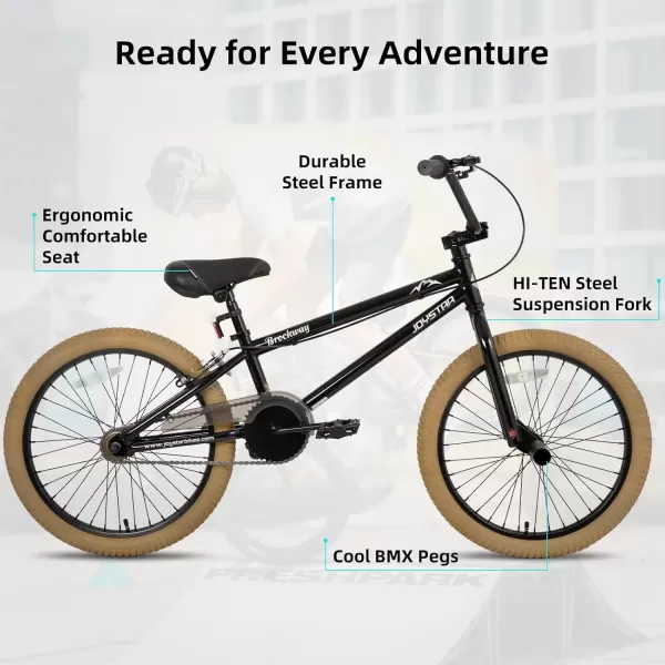 imageJOYSTAR Brockway Freestyle Kids BMX Bikes 20quot 24quot Kids Bicycles for 614 Years Old Boys Girls and BeginnerLevel Riders 2 Pegs Multiple ColorsBrown