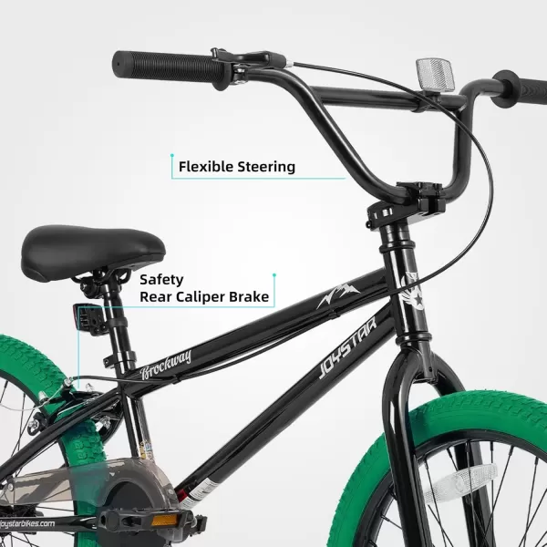imageJOYSTAR Brockway Freestyle Kids BMX Bikes 20quot 24quot Kids Bicycles for 614 Years Old Boys Girls and BeginnerLevel Riders 2 Pegs Multiple ColorsGreen