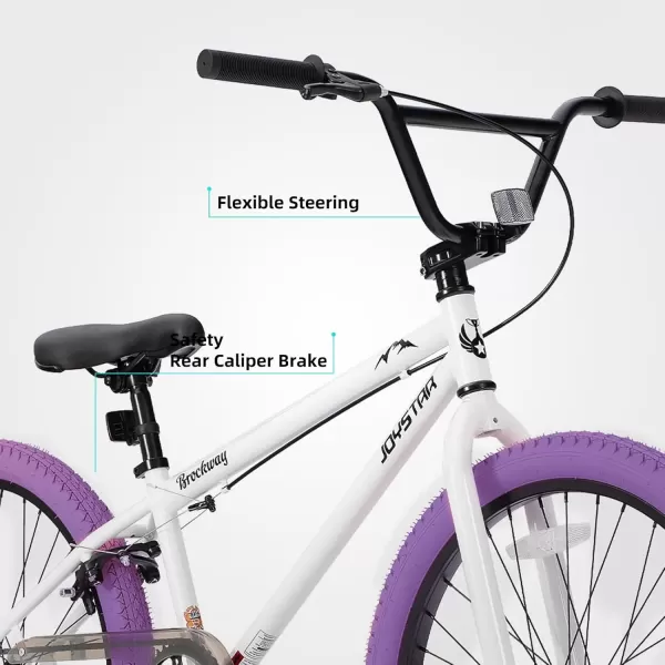 imageJOYSTAR Brockway Freestyle Kids BMX Bikes 20quot 24quot Kids Bicycles for 614 Years Old Boys Girls and BeginnerLevel Riders 2 Pegs Multiple ColorsPurple