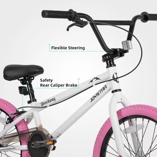imageJOYSTAR Brockway Freestyle Kids BMX Bikes 20quot 24quot Kids Bicycles for 614 Years Old Boys Girls and BeginnerLevel Riders 2 Pegs Multiple ColorsWhite