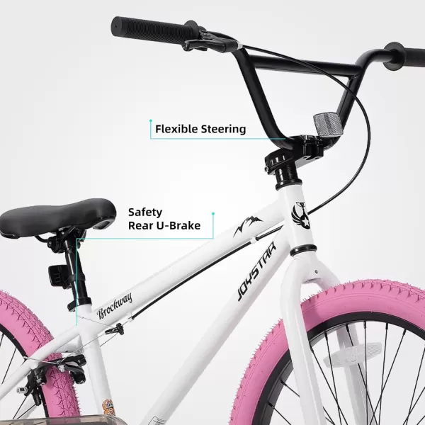imageJOYSTAR Brockway Freestyle Kids BMX Bikes 20quot 24quot Kids Bicycles for 614 Years Old Boys Girls and BeginnerLevel Riders 2 Pegs Multiple ColorsWhite