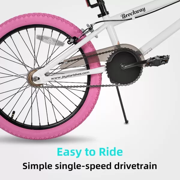 imageJOYSTAR Brockway Freestyle Kids BMX Bikes 20quot 24quot Kids Bicycles for 614 Years Old Boys Girls and BeginnerLevel Riders 2 Pegs Multiple ColorsWhite