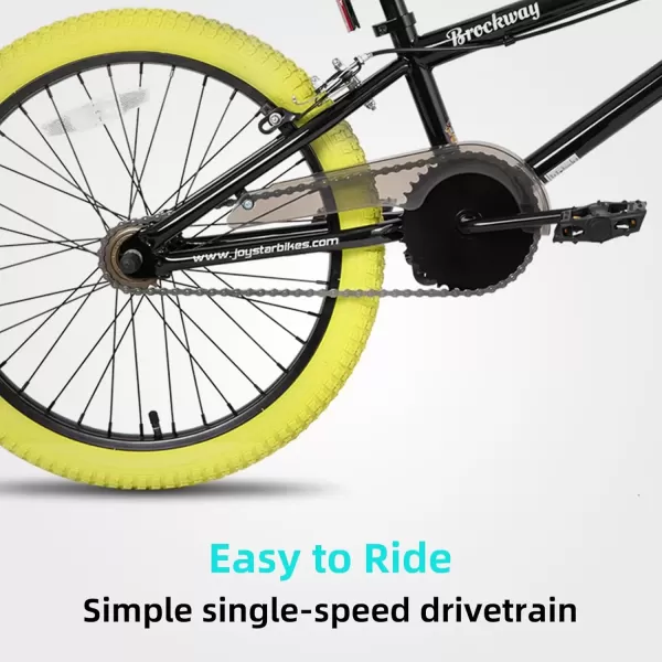 imageJOYSTAR Brockway Freestyle Kids BMX Bikes 20quot 24quot Kids Bicycles for 614 Years Old Boys Girls and BeginnerLevel Riders 2 Pegs Multiple ColorsYellow