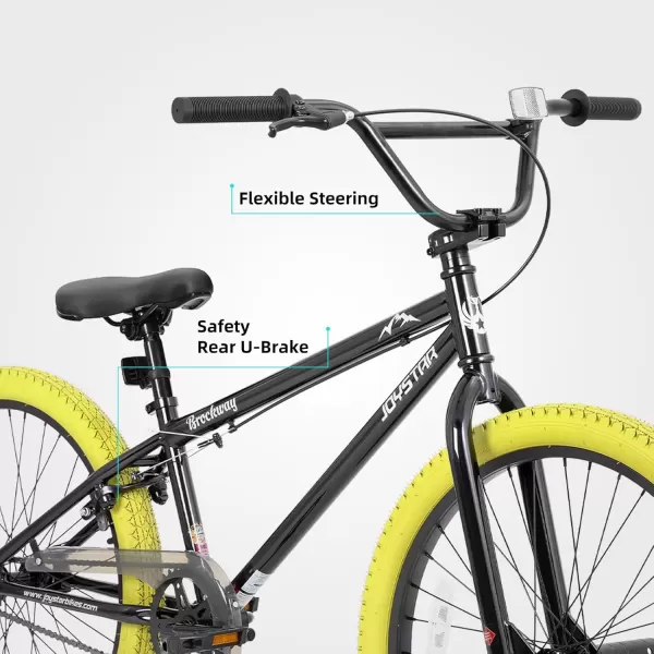 imageJOYSTAR Brockway Freestyle Kids BMX Bikes 20quot 24quot Kids Bicycles for 614 Years Old Boys Girls and BeginnerLevel Riders 2 Pegs Multiple ColorsYellow