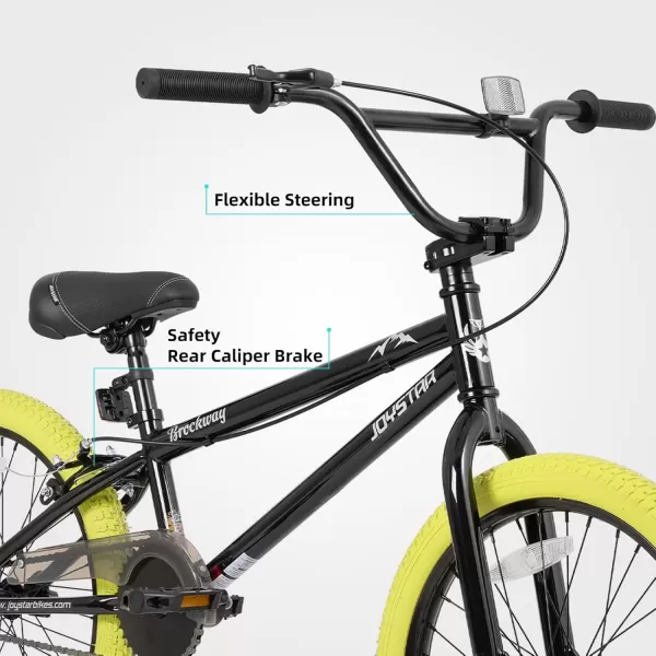 imageJOYSTAR Brockway Freestyle Kids BMX Bikes 20quot 24quot Kids Bicycles for 614 Years Old Boys Girls and BeginnerLevel Riders 2 Pegs Multiple ColorsYellow