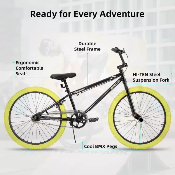imageJOYSTAR Brockway Freestyle Kids BMX Bikes 20quot 24quot Kids Bicycles for 614 Years Old Boys Girls and BeginnerLevel Riders 2 Pegs Multiple ColorsYellow