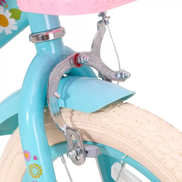imageJOYSTAR Little Daisy Kids Bike for Girls Boys Ages 27 Years 12 14 16 Inch Girls Bikes with Doll Bike Seat ampamp Streamers Boys Bike with Flag ampamp Number Plate Multiple ColorsLittleDaisyBlue