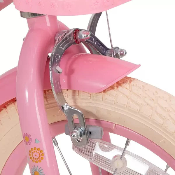 imageJOYSTAR Little Daisy Kids Bike for Girls Boys Ages 27 Years 12 14 16 Inch Girls Bikes with Doll Bike Seat ampamp Streamers Boys Bike with Flag ampamp Number Plate Multiple ColorsLittleDaisyPink