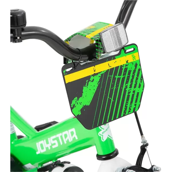 imageJOYSTAR Little Daisy Kids Bike for Girls Boys Ages 27 Years 12 14 16 Inch Girls Bikes with Doll Bike Seat ampamp Streamers Boys Bike with Flag ampamp Number Plate Multiple ColorsLittleRockGreen
