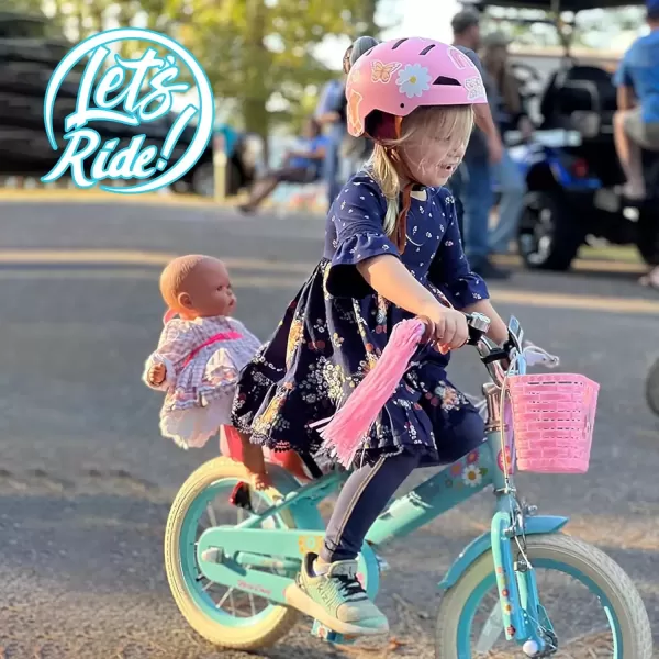 imageJOYSTAR Little Daisy Kids Bike for Girls Boys Ages 27 Years 12 14 16 Inch Girls Bikes with Doll Bike Seat ampamp Streamers Boys Bike with Flag ampamp Number Plate Multiple ColorsLittleDaisyBlue