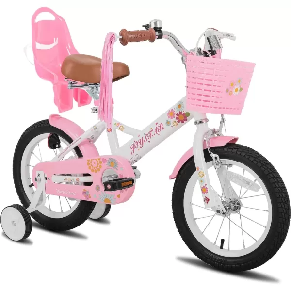 imageJOYSTAR Little Daisy Kids Bike for Girls Boys Ages 27 Years 12 14 16 Inch Girls Bikes with Doll Bike Seat ampamp Streamers Boys Bike with Flag ampamp Number Plate Multiple ColorsLittleDaisyWhite
