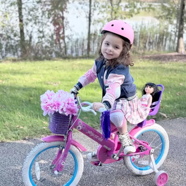 imageJOYSTAR Little Daisy Kids Bike for Girls Boys Ages 27 Years 12 14 16 Inch Girls Bikes with Doll Bike Seat ampamp Streamers Boys Bike with Flag ampamp Number Plate Multiple ColorsLittleDaisyFuchsia