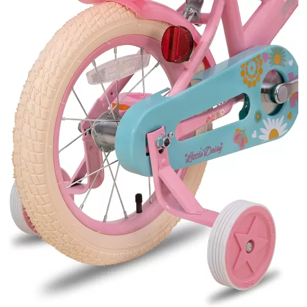 imageJOYSTAR Little Daisy Kids Bike for Girls Boys Ages 27 Years 12 14 16 Inch Girls Bikes with Doll Bike Seat ampamp Streamers Boys Bike with Flag ampamp Number Plate Multiple ColorsLittleDaisyPink