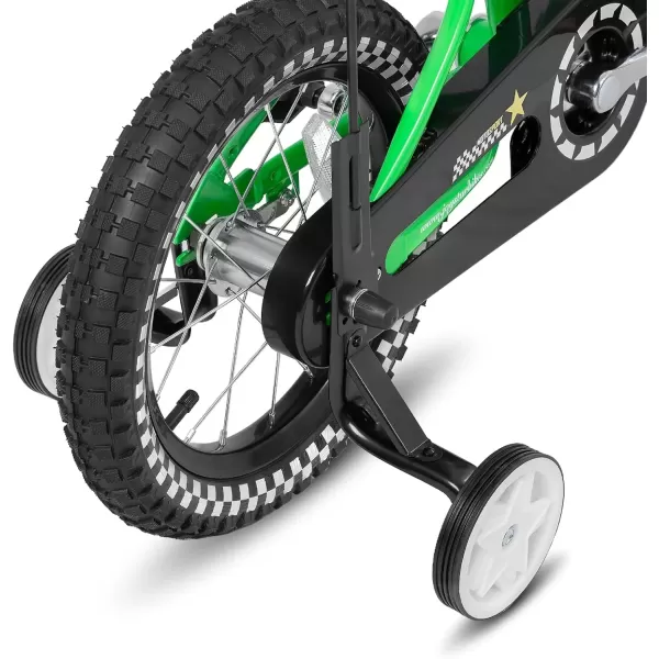 imageJOYSTAR Little Daisy Kids Bike for Girls Boys Ages 27 Years 12 14 16 Inch Girls Bikes with Doll Bike Seat ampamp Streamers Boys Bike with Flag ampamp Number Plate Multiple ColorsLittleRockGreen