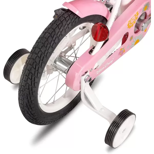 imageJOYSTAR Little Daisy Kids Bike for Girls Boys Ages 27 Years 12 14 16 Inch Girls Bikes with Doll Bike Seat ampamp Streamers Boys Bike with Flag ampamp Number Plate Multiple ColorsLittleDaisyWhite