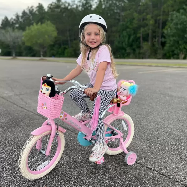 imageJOYSTAR Little Daisy Kids Bike for Girls Boys Ages 27 Years 12 14 16 Inch Girls Bikes with Doll Bike Seat ampamp Streamers Boys Bike with Flag ampamp Number Plate Multiple ColorsLittleDaisyPink