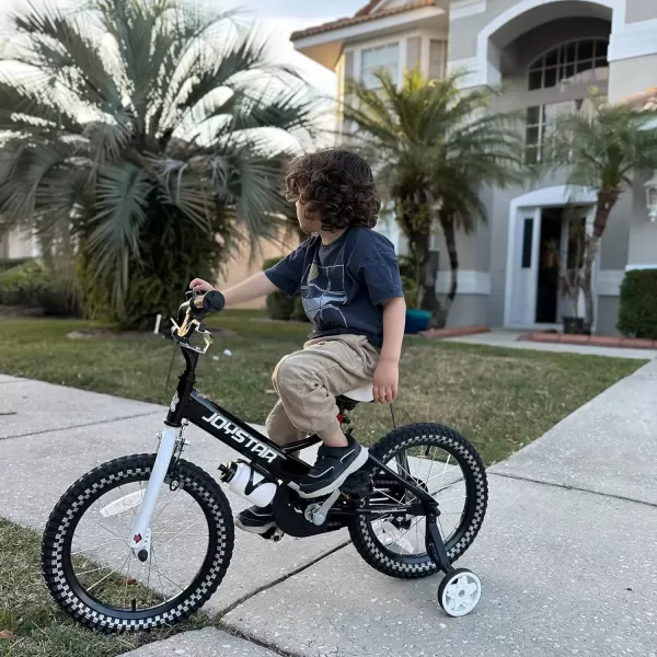 imageJOYSTAR Little Daisy Kids Bike for Girls Boys Ages 27 Years 12 14 16 Inch Girls Bikes with Doll Bike Seat ampamp Streamers Boys Bike with Flag ampamp Number Plate Multiple ColorsLittleRockBlack