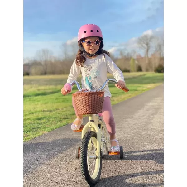 imageJOYSTAR Vintage Kids Bike with Training Wheels ampamp Basket 12 14 16 20 24 Inch Girls Bike for 214 Years Old Multiple ColorsBeige