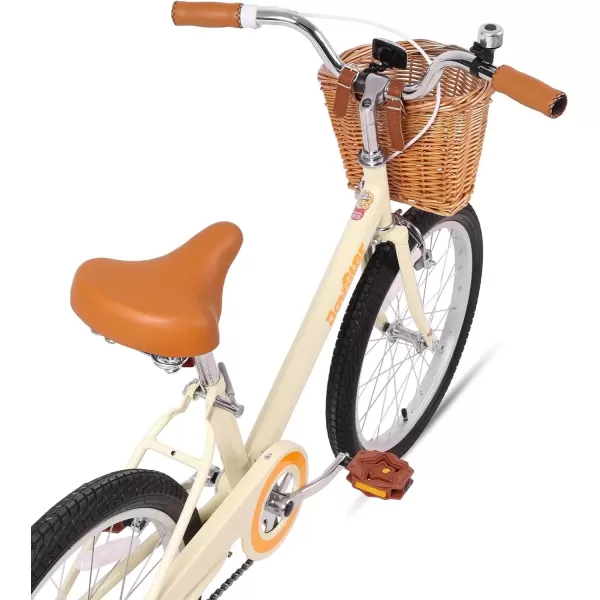 imageJOYSTAR Vintage Kids Bike with Training Wheels ampamp Basket 12 14 16 20 24 Inch Girls Bike for 214 Years Old Multiple ColorsBeige