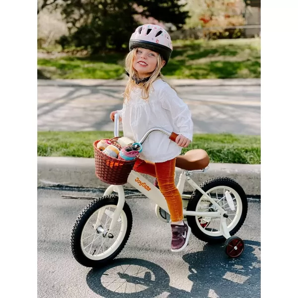 imageJOYSTAR Vintage Kids Bike with Training Wheels ampamp Basket 12 14 16 20 24 Inch Girls Bike for 214 Years Old Multiple ColorsBeige