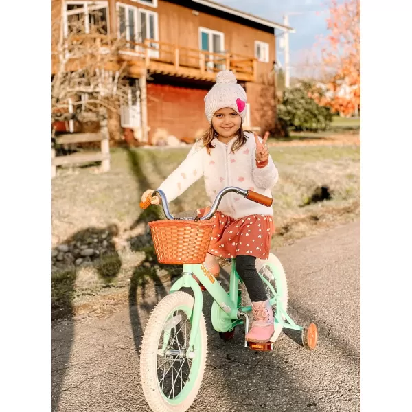 imageJOYSTAR Vintage Kids Bike with Training Wheels ampamp Basket 12 14 16 20 24 Inch Girls Bike for 214 Years Old Multiple ColorsGreen