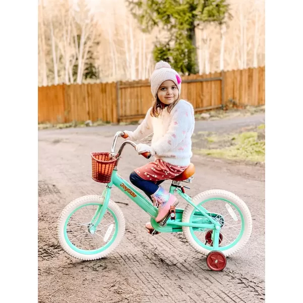 imageJOYSTAR Vintage Kids Bike with Training Wheels ampamp Basket 12 14 16 20 24 Inch Girls Bike for 214 Years Old Multiple ColorsGreen