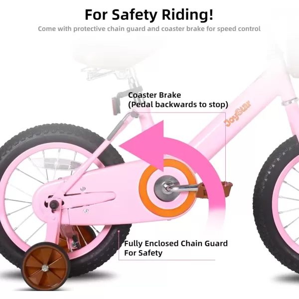 imageJOYSTAR Vintage Kids Bike with Training Wheels ampamp Basket 12 14 16 20 24 Inch Girls Bike for 214 Years Old Multiple ColorsPink