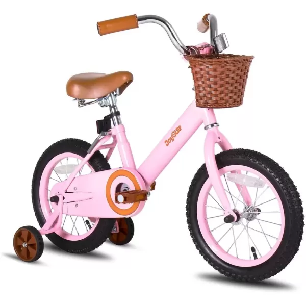imageJOYSTAR Vintage Kids Bike with Training Wheels ampamp Basket 12 14 16 20 24 Inch Girls Bike for 214 Years Old Multiple ColorsPink