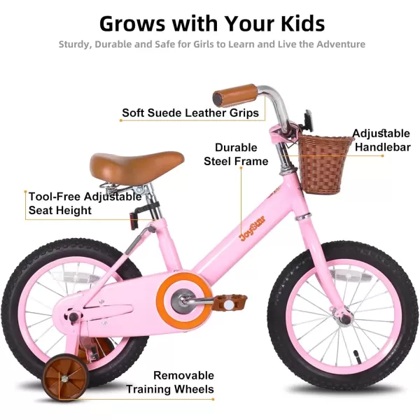 imageJOYSTAR Vintage Kids Bike with Training Wheels ampamp Basket 12 14 16 20 24 Inch Girls Bike for 214 Years Old Multiple ColorsPink