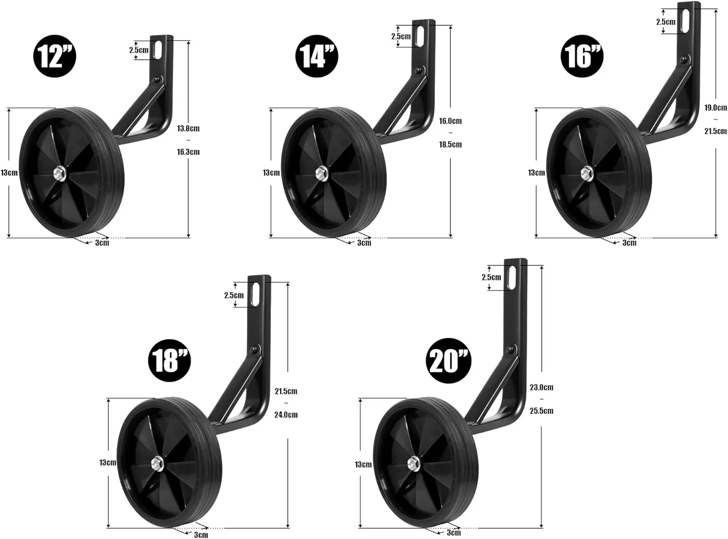imageDRBIKE 16 inch Training Wheels for 16 Inch Bike Replacement Training Wheels Heavy Duty Training Wheels for 16quot Kids Bike Kids Bike Accessories 1 Pair BlackBlack