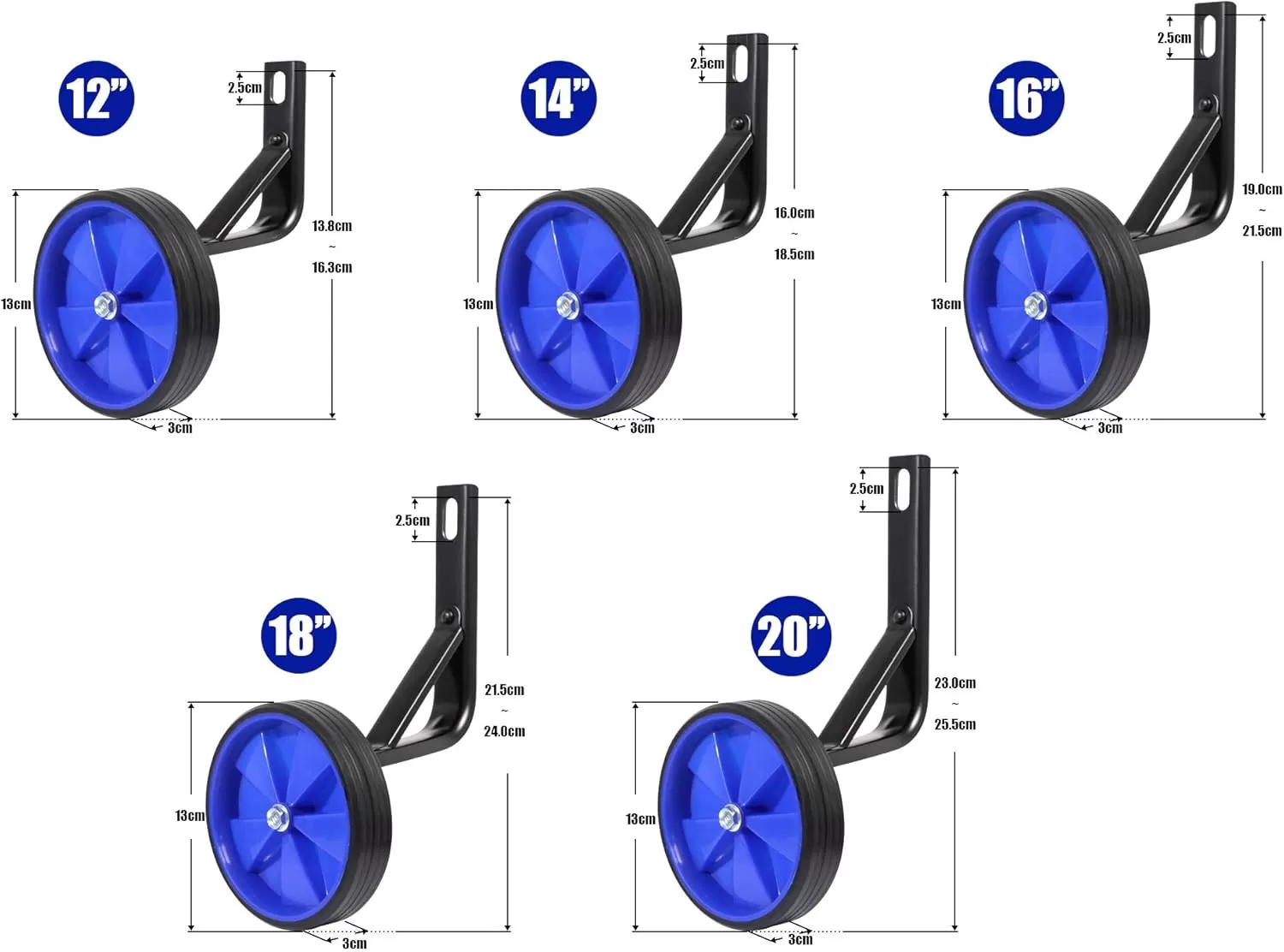 imageDRBIKE 16 inch Training Wheels for 16 Inch Bike Replacement Training Wheels Heavy Duty Training Wheels for 16quot Kids Bike Kids Bike Accessories 1 Pair BlackBlue