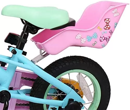 imageDRBIKE Doll Bike Seat Bicycle Seat with Decorate Yourself Decals for Girls Bike Doll Carrier Fits Standard Sized Dolls and Stuffed Animals Bike Attachment Kids Bike AccessoriesPink