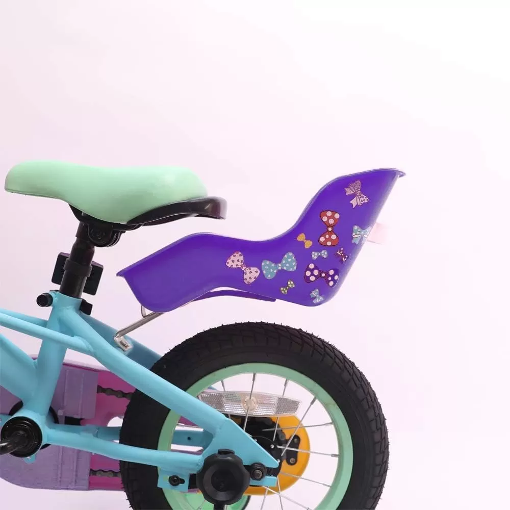 imageDRBIKE Doll Bike Seat Bicycle Seat with Decorate Yourself Decals for Girls Bike Doll Carrier Fits Standard Sized Dolls and Stuffed Animals Bike Attachment Kids Bike AccessoriesPurple