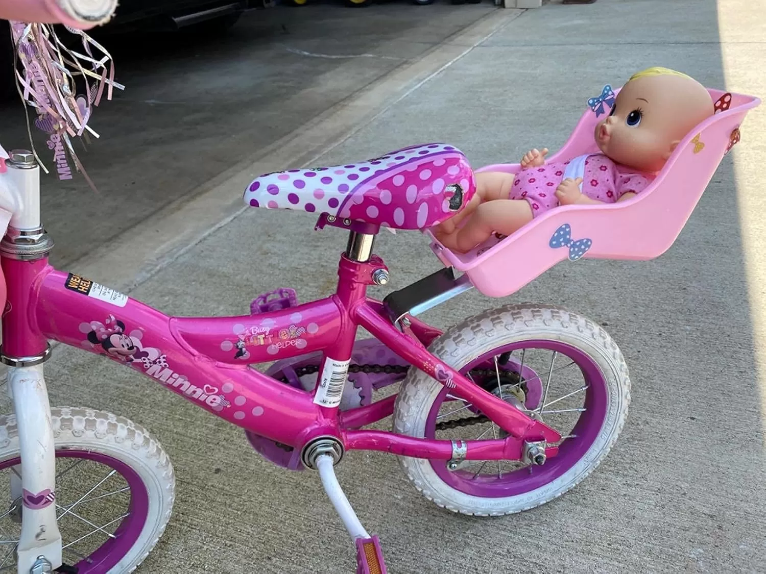 imageDRBIKE Doll Bike Seat Bicycle Seat with Decorate Yourself Decals for Girls Bike Doll Carrier Fits Standard Sized Dolls and Stuffed Animals Bike Attachment Kids Bike AccessoriesPink
