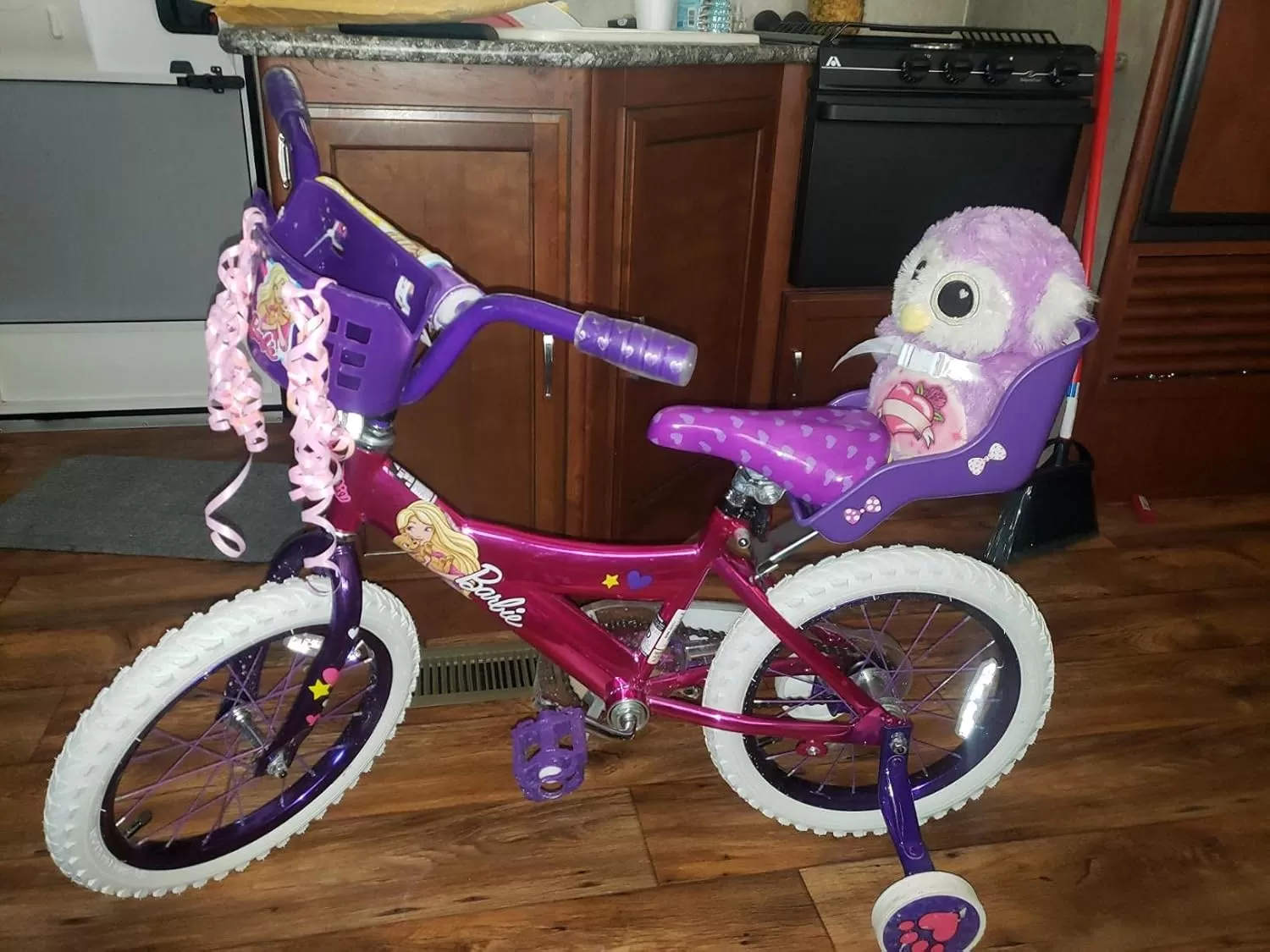 imageDRBIKE Doll Bike Seat Bicycle Seat with Decorate Yourself Decals for Girls Bike Doll Carrier Fits Standard Sized Dolls and Stuffed Animals Bike Attachment Kids Bike AccessoriesPurple