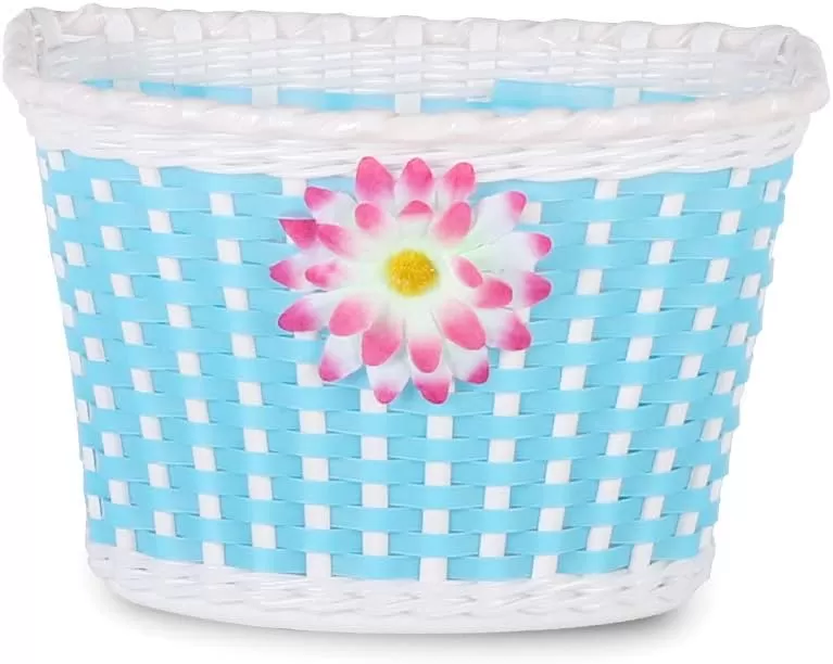 imageDRBIKE Kids Bike Basket for 12 14 16 inch Toddler Bike Replacement Girls Bike Basket with Flower or Bowknot Kids Bike AccessoriesBlue