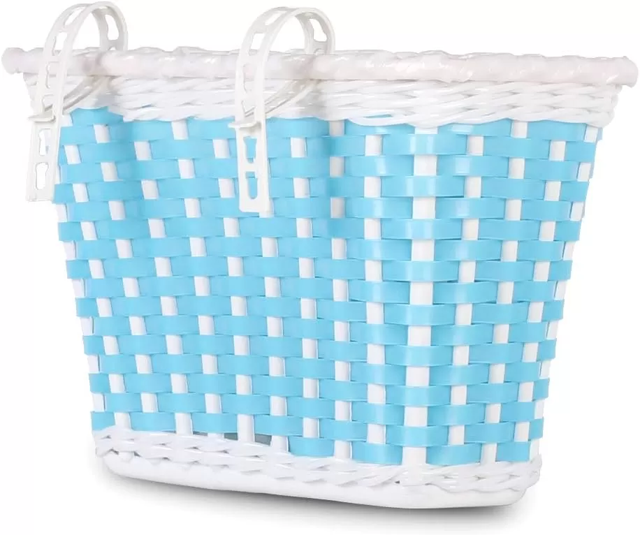 imageDRBIKE Kids Bike Basket for 12 14 16 inch Toddler Bike Replacement Girls Bike Basket with Flower or Bowknot Kids Bike AccessoriesBlue